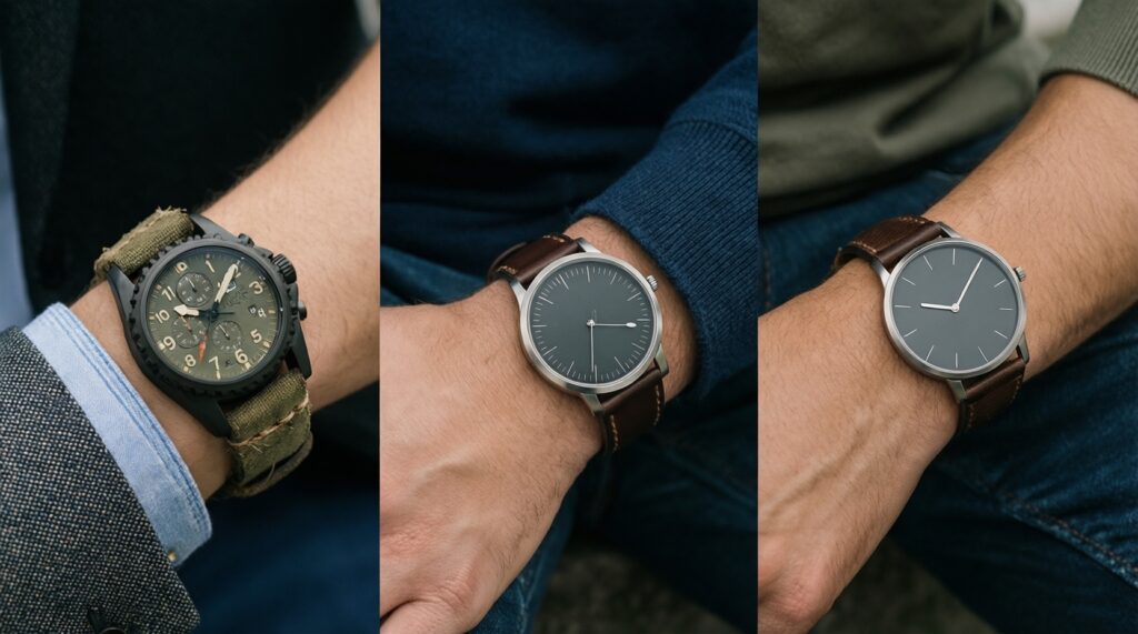 Как сочетать часы с одеждой и поводом: повседневно, офис, спорт, вечерний стиль - иллюстрация